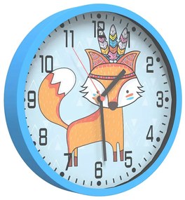 Niebieski zegar ścienny z lisem F5-P88