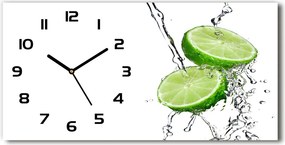 Zegar ścienny szklany cichy Limonki i woda