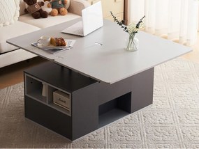 Wielofunkcyjny stolik kawowy podnoszony - biurko może zostać rozłożone na dwa stoły - Szary