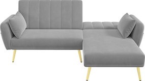 Nowoczesna narożna kanapa w kształcie litery L - 3-osobowa - składane oparcie - Welur - Szary