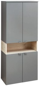 Szara/w naturalnym kolorze wysoka/wisząca szafka łazienkowa w dekorze sosny 142x60 cm Quickset 394 – Pelipal