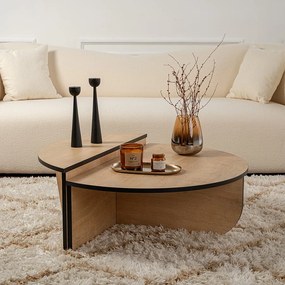 Zestaw 2 okrągłych niskich stołów z płyty pilśniowej o praktycznym i trwałym designie