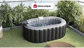 SPA dmuchane owalne 2-osobowe - Dł.190xSzer.120xWys.65cm - 90 dysz powietrznych - czarny -  B-LUCKY
