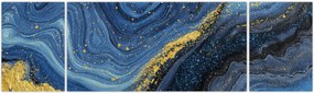 Obraz - Niebiesko-złota abstrakcja (170x50 cm)