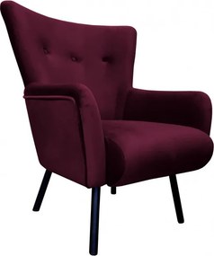 Fotel TULIP tkanina Welur noga metalowa Uszak luksusowy komfort salonu : Kolor nogi - Czarna, Kolor tkaniny - VELVET - MG02
