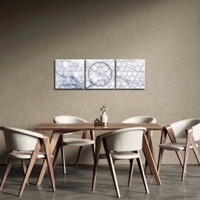 Obraz - Marmurowe sześciokąty (z zegarem) (90x30 cm)