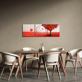 Obraz - Drzewo miłości (z zegarem) (90x30 cm)