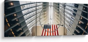 Obraz budynku z flagą USA (z zegarem) (90x30 cm)