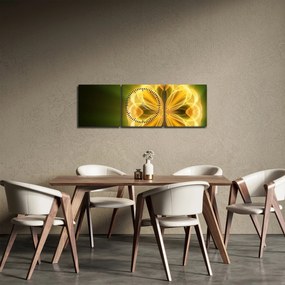 Obraz żółtego kwiatu (z zegarem) (90x30 cm)