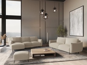 Zestaw mebli wypoczynkowych Malie, lewostronny narożnik, sofa i pufa, tkanina szenilowa