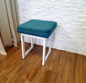 Taboret SOLID tkanina Welur stelaż metalowy STOŁEK LOFT : Kolor Stelaża - Biały, Kolor tkaniny - VELVET - MG20, Typ tkaniny - Velvet, Wysokość - 45 cm