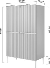 Komoda wysoka Nicole 100 cm - kaszmir / złote nóżki