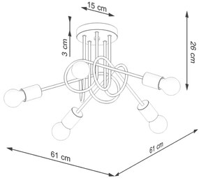 Pięcioramienna biała lampa sufitowa - M054 - Tebe