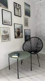 Stolik kawowy Sonatia 60 cm okrągły na metalowych nogach - oliwka