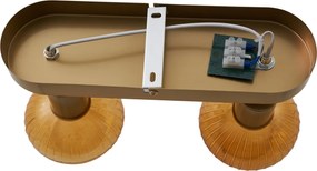 Okrągła lampa sufitowa złota z bursztynowym szkłem, 2 źródła światła - Teddy