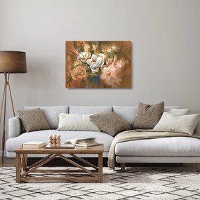 Obraz na szkle- Malowany bukiet kwiatów (70x50 cm)