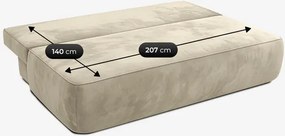 Sofa z Funkcją Spania ARVETO Kremowa Welurowa Nowoczesna