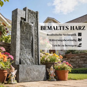 Outsunny Fontanna 3-stopniowa ogrodowa z oświetleniem LED, doniczka, pompa, wygląd kamienia, regulowana, 38 x 19 x 101 cm | Aosom PL