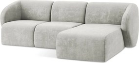 Jasnoszary narożnik z tkaniny szenilowej (prawostronny/z szezlongiem) Lani – Makamii