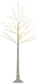 HOMCOM Sztuczna brzoza z 120 diodami LED, 3 poziomy jasności, składane gałęzie, IP44, 150 cm, Biały