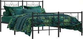 Czarne metalowe łóżko małżeńskie 160x200cm F6-C78