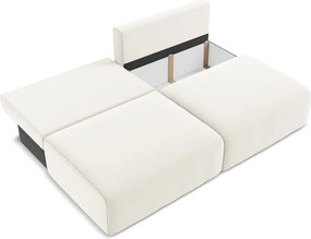 Kremowa aksamitna rozkładana/ze schowkiem sofa 216 cm Kalena – Makamii