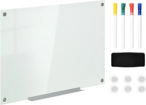 Vinsetto Zestaw tablicy białej magnetycznej z markerami i gumką 90x60x04 cm Biała | Aosom PL