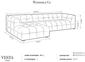 Beżowy aksamitny narożnik Windsor &amp; Co Sofas Vesta, lewostronny