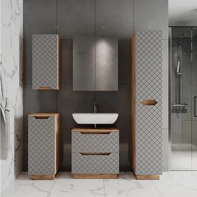 Zestaw mebli łazienkowych dąb/szary ze strukturą płytek 59.8x32x62.5 lotta