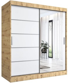 Szafa przesuwna 180 cm dąb artisan + biały H5-W91