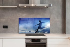 Szklany Panel Piłkarz w Blasku Neonów