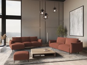 Zestaw mebli wypoczynkowych Malie, lewostronny narożnik, sofa i pufa, tkanina szenilowa