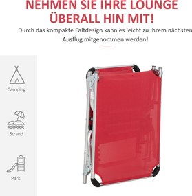 Outsunny Składany leżak, czerwony, 170 x 60 x 76 cm