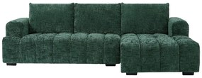 Kanapa narożna prawostronna zielona z fakturowanej tkaniny BENOLA
