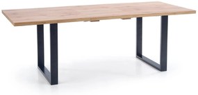 Stół rozkładany 135-185/85 cm, VENOM dąb wotan, czarny, 6-8 osobowy loft, industrialny