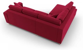Czerwony aksamitny rozkładany/ze schowkiem narożnik (lewostronny/w kształcie litery L) Kyoto – Cosmopolitan Design