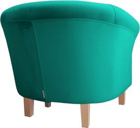 Fotel Milo tkanina Welur wygodny fotel tapicerowany do salonu i sypialni : Kolor nogi - Drewno, Kolor tkaniny - VELVET - MG20, Wysokość nogi - 15 cm