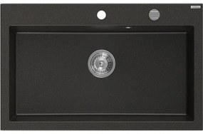 Mexen Elix zlewozmywak granitowy 1-komorowy 800 x 500 mm, czarny/złoty metalik, syfon chrom - 6527801005-75