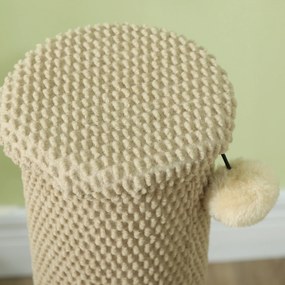 PawHut Drapak dla kotów z poduszką, słupem i piłką, dywanik i sizal, 84 cm, Jasnobrązowy