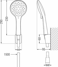 Mexen Sabre R74 bateria wannowa z zestawem prysznicowym, chrom - 7213R74-00