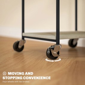 HOMCOM Stojak na Drukarkę z 3 Poziomami, Regulowany, Mobilny Biurkowy Stolik na Drukarkę, dla Home Office, Metal i Drewno