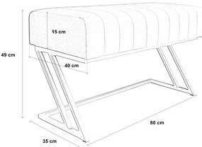 Ławka ZETA LOFT pufa podnóżek metal podstawa złota