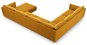 Musztardowy aksamitny narożnik (lewostronny/w kształcie litery U) Vanda – Mazzini Sofas