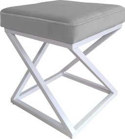 Pufa ZOA tkanina Welur loft ławka podnóżek metal : Kolor Stelaża - Biały, Kolor tkaniny - VELVET - MG17, Typ tkaniny - Velvet
