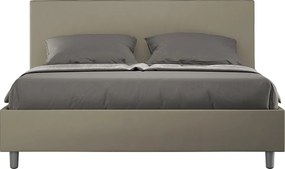Łóżko wyposażone w stelaż z listwami tapicerowane 160x190 sztucznej skóry Cappuccino Adele