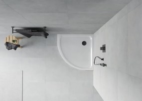 Mexen Flat brodzik półokrągły slim 80 x 80 cm, biały, syfon czarny - 41108080B