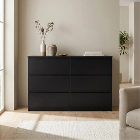 Komoda NUDO 120 cm do Salonu Sypialni 6 Szuflad Czarny