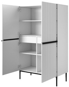 Komoda wysoka Nicole z metalowymi uchwytami i nogami 100 cm - biały mat / czarne nóżki