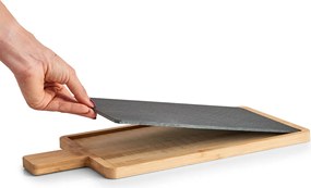 Deska do serwowania łupkowa, z bambusowym uchwytem, 40 x 19 cm