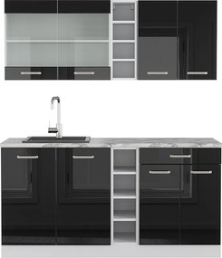 Kuchnia pojedyncza czarny wysoki połysk/biały 160x60x81.6 r-line